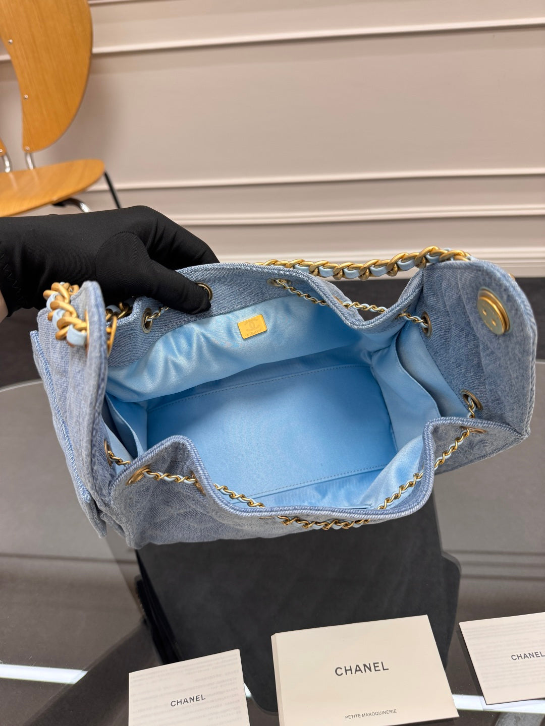 CHANEL 25S HOBO BAG 30 IN BLUE DENIM WITH GOLD HARDWARE