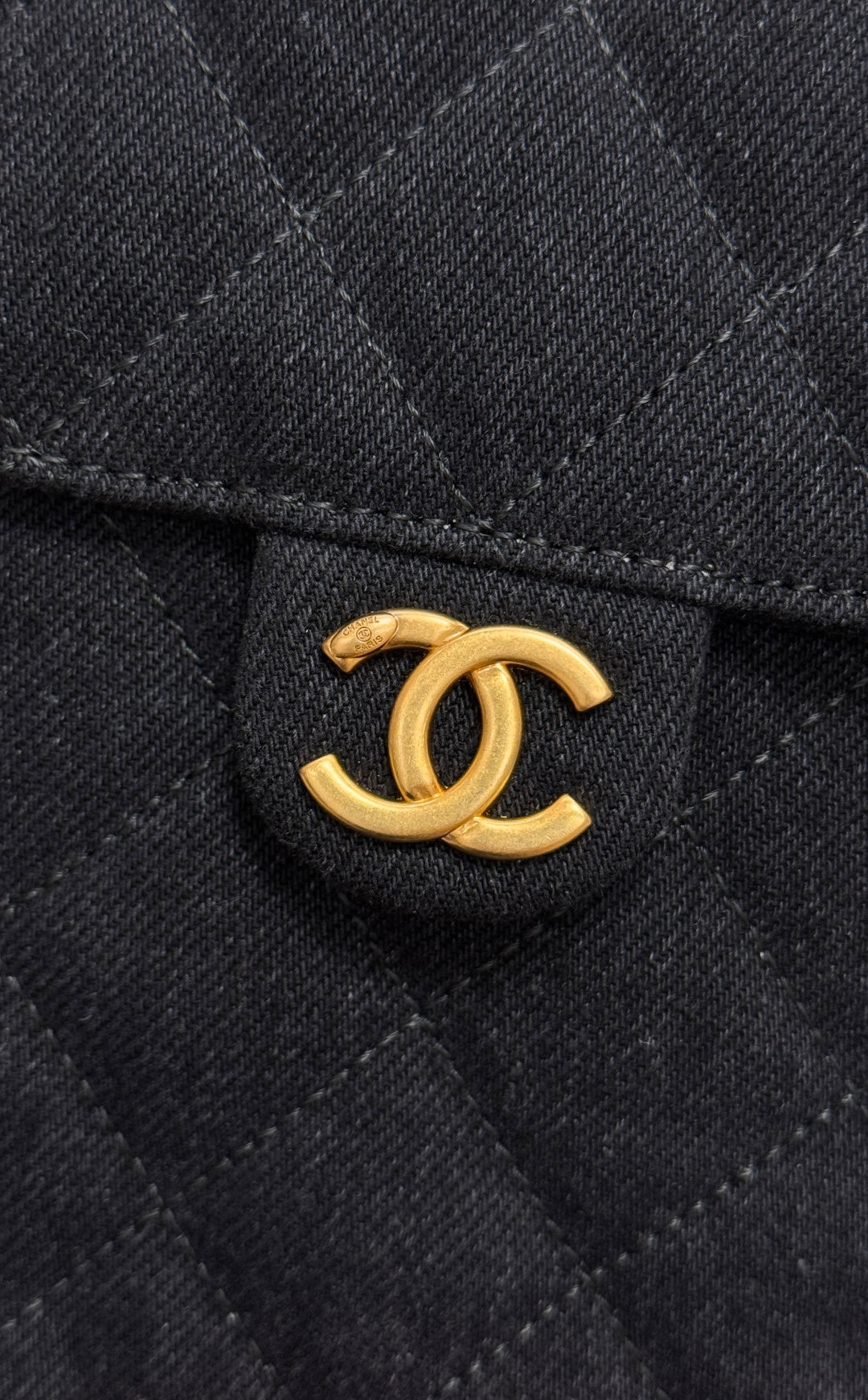 CHANEL 25S HOBO BAG 30 IN BLACK-GRAY DENIM WITH GOLD HARDWARE
