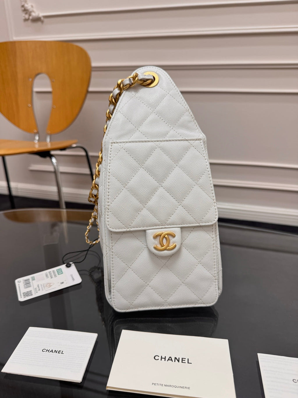 CHANEL 25S HOBO BAG 30 IN WHITE CAVIAR WITH GOLD HARDWARE