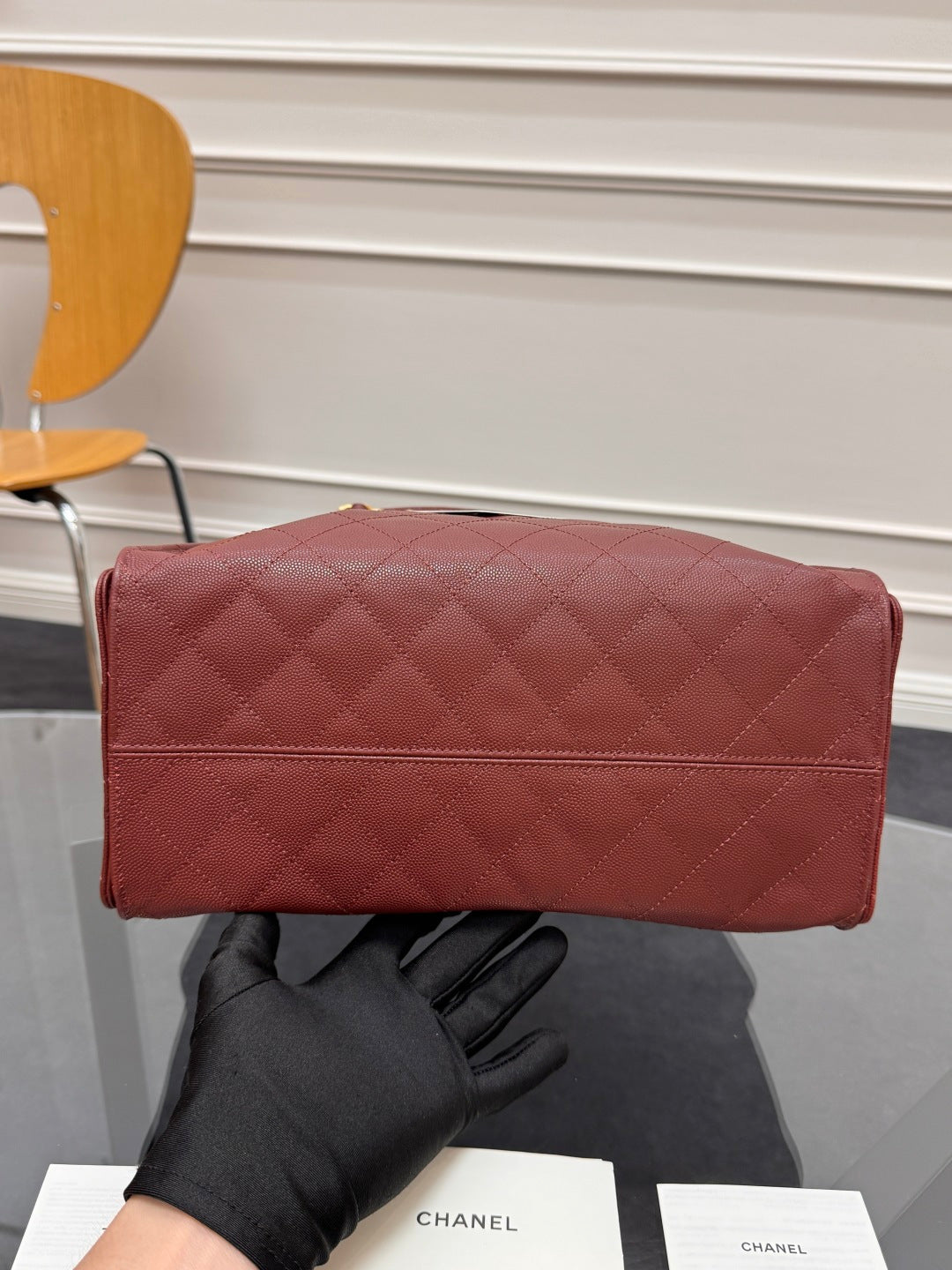 CHANEL 25S HOBO BAG 40 IN DARK RED CAVIAR WITH GOLD HARDWARE