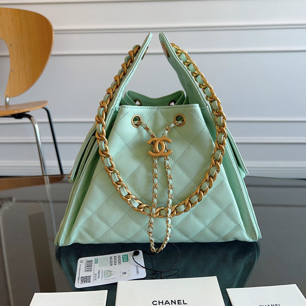 CHANEL 25S HOBO BAG 30 IN SEAFOAM GREEN CAVIAR WITH GOLD HARDWARE