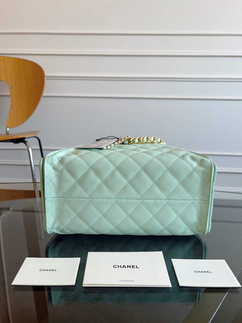 CHANEL 25S HOBO BAG 30 IN SEAFOAM GREEN CAVIAR WITH GOLD HARDWARE
