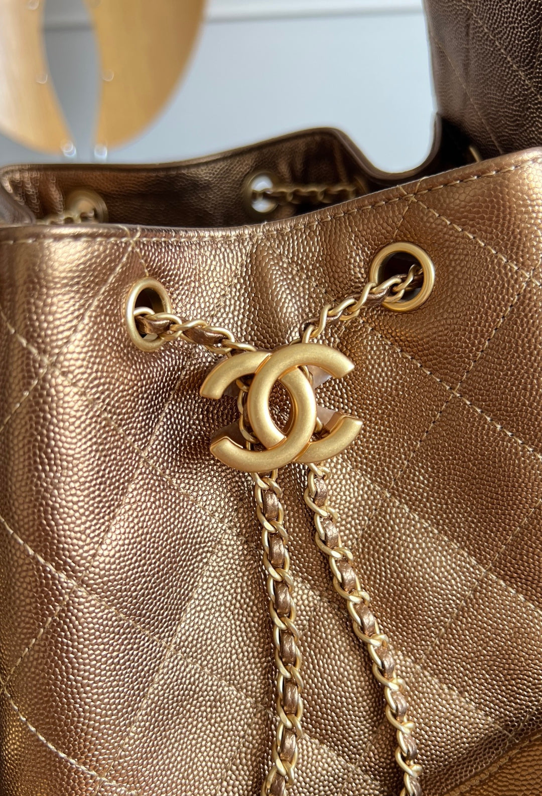 CHANEL 25S HOBO BAG 40 IN METALLIC BROWN CAVIAR WITH GOLD HARDWARE