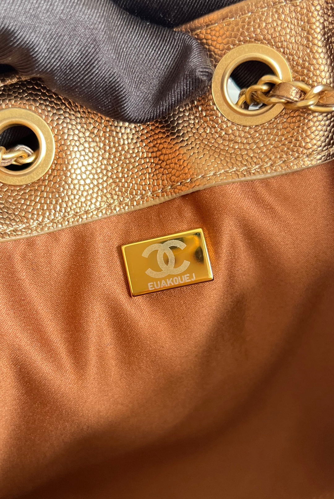 CHANEL 25S HOBO BAG 30 IN METALLIC BROWN CAVIAR WITH GOLD HARDWARE