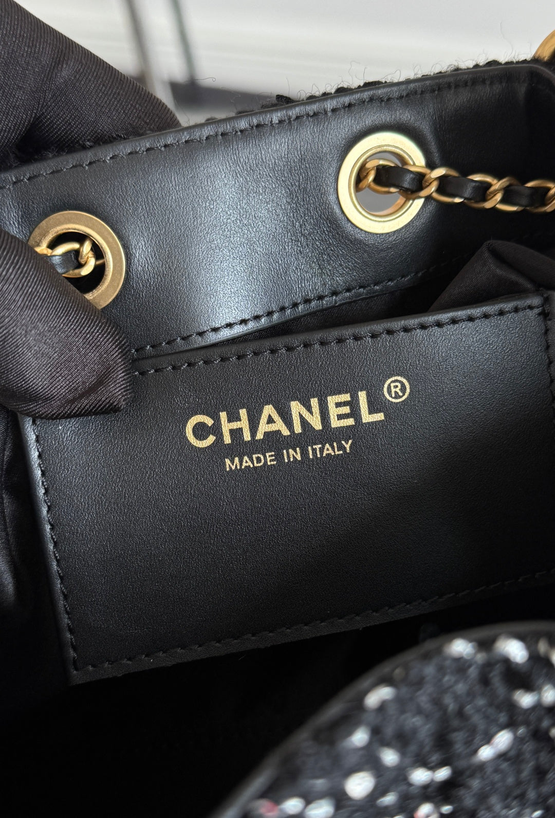CHANEL 25S HOBO BAG 30 IN BLACK TWEED WITH GOLD HARDWARE
