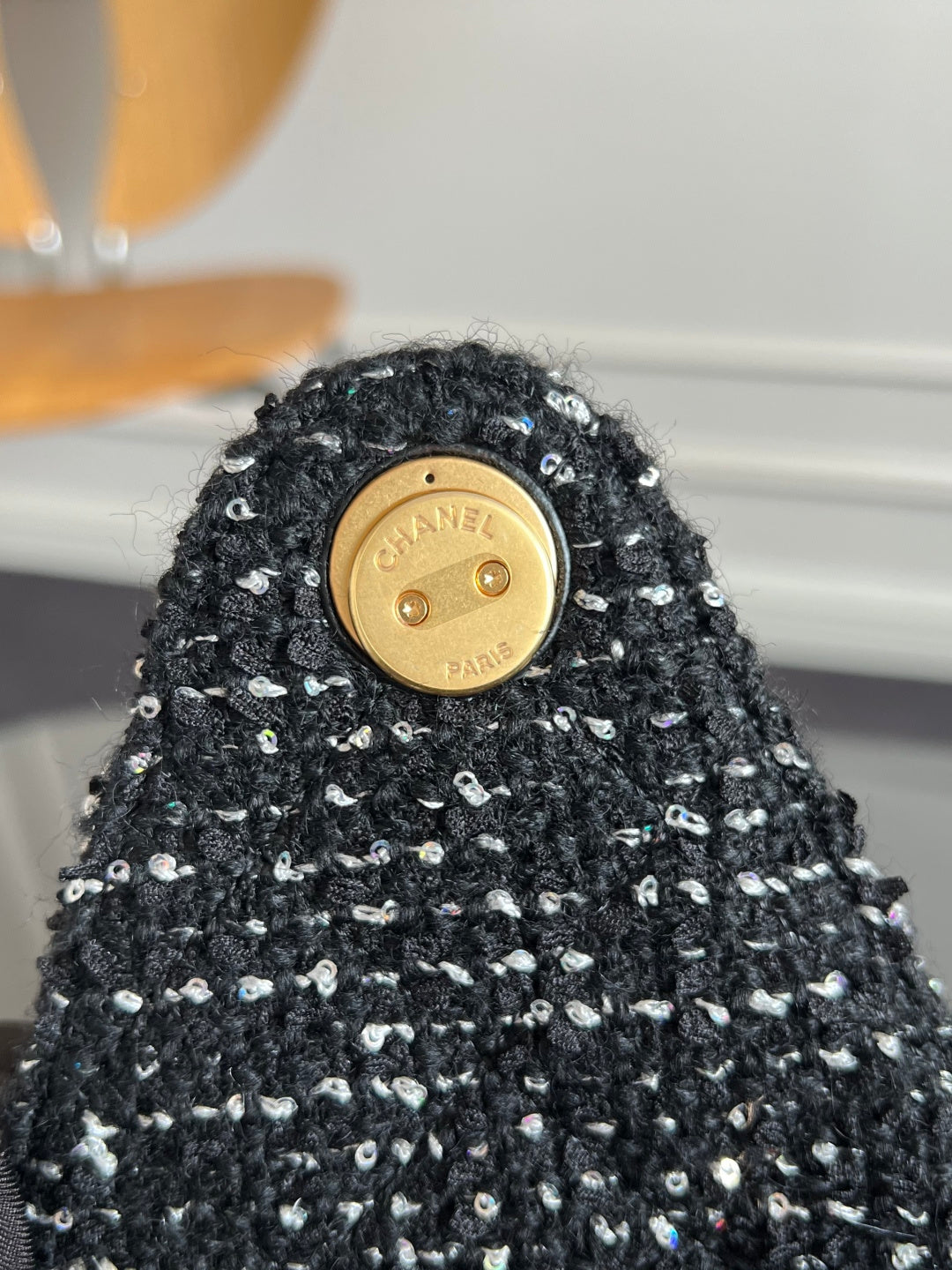 CHANEL 25S HOBO BAG 30 IN BLACK TWEED WITH GOLD HARDWARE