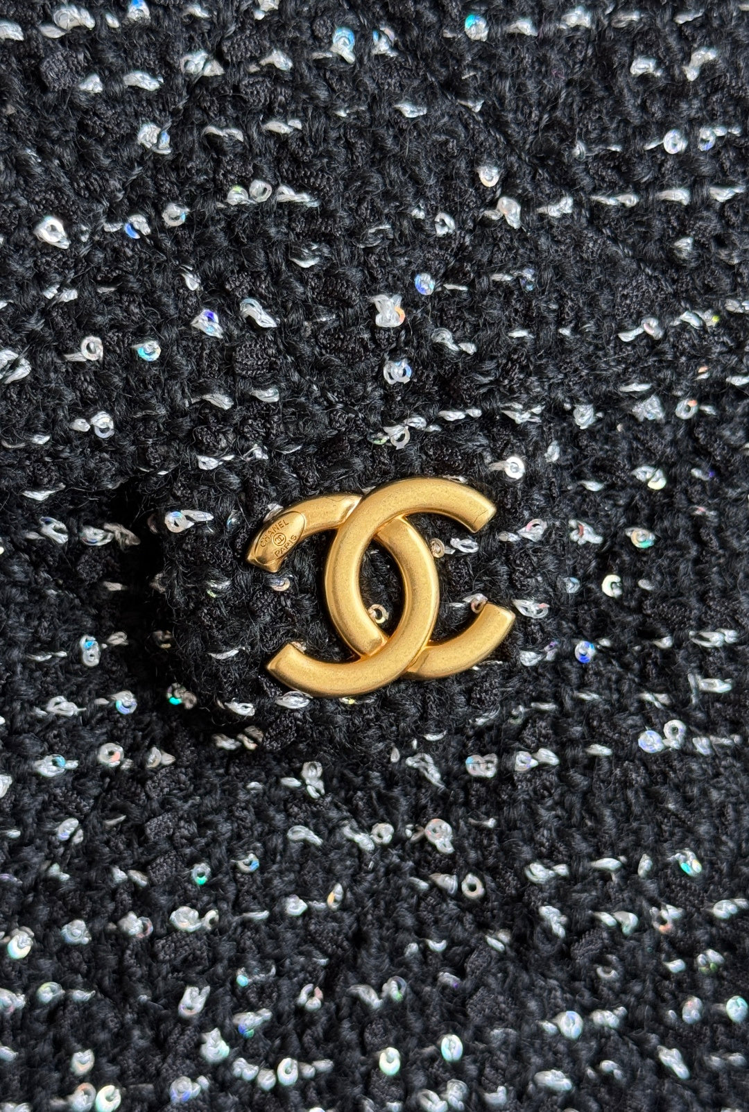 CHANEL 25S HOBO BAG 30 IN BLACK TWEED WITH GOLD HARDWARE