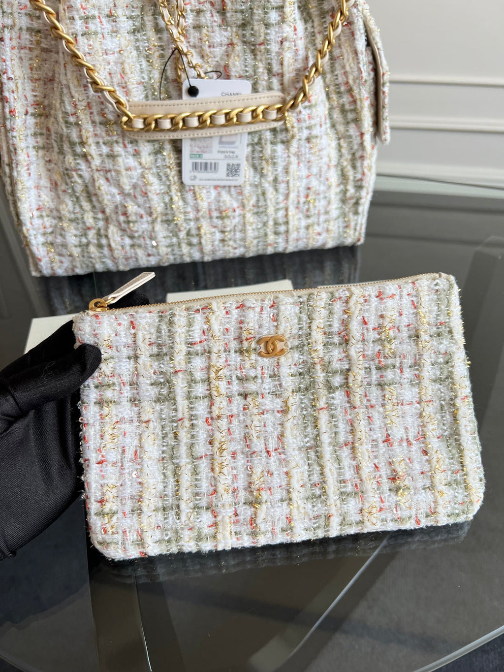 CHANEL 25S HOBO BAG 40 IN MULTICOLOR TWEED WITH GOLD HARDWARE