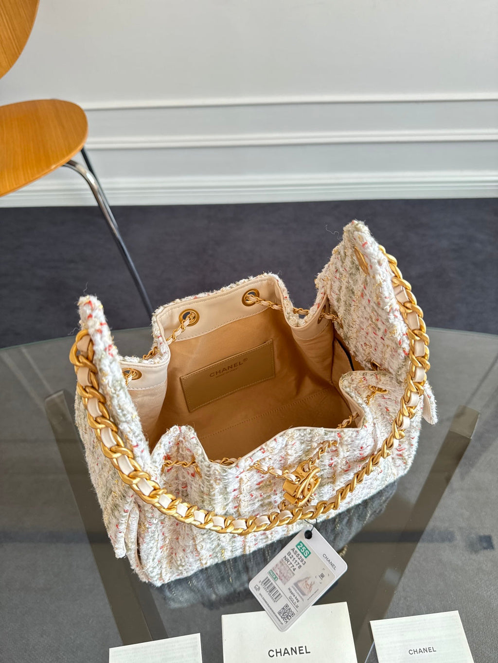 CHANEL 25S HOBO BAG 30 IN MULTICOLOR TWEED WITH GOLD HARDWARE