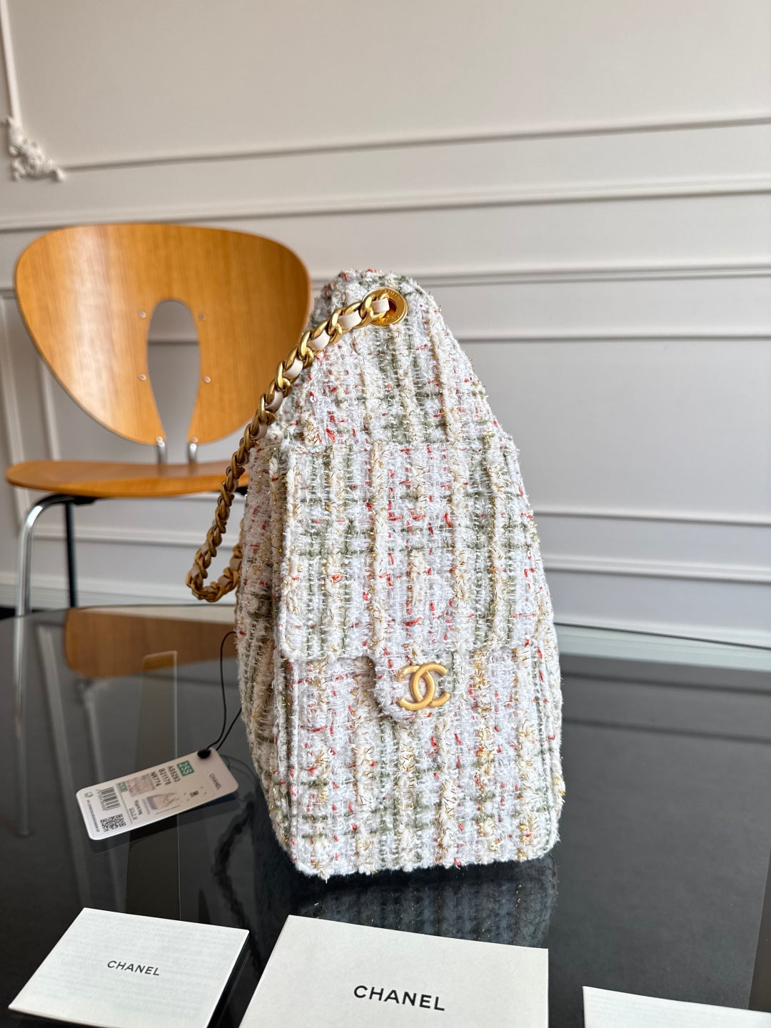 CHANEL 25S HOBO BAG 30 IN MULTICOLOR TWEED WITH GOLD HARDWARE