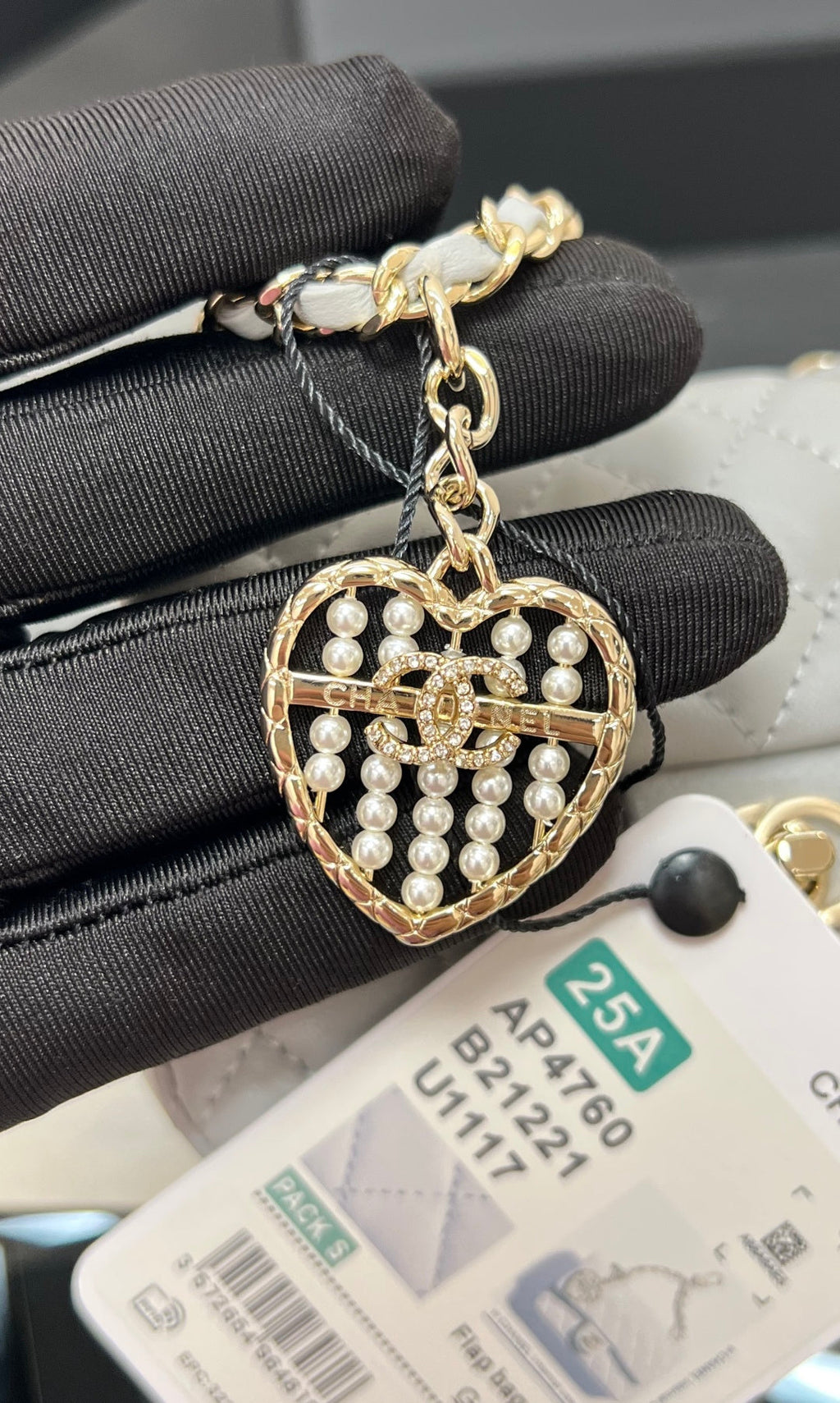 CHANEL 25S FLAP CHARM BAG 13 IN GREY LAMBSKIN