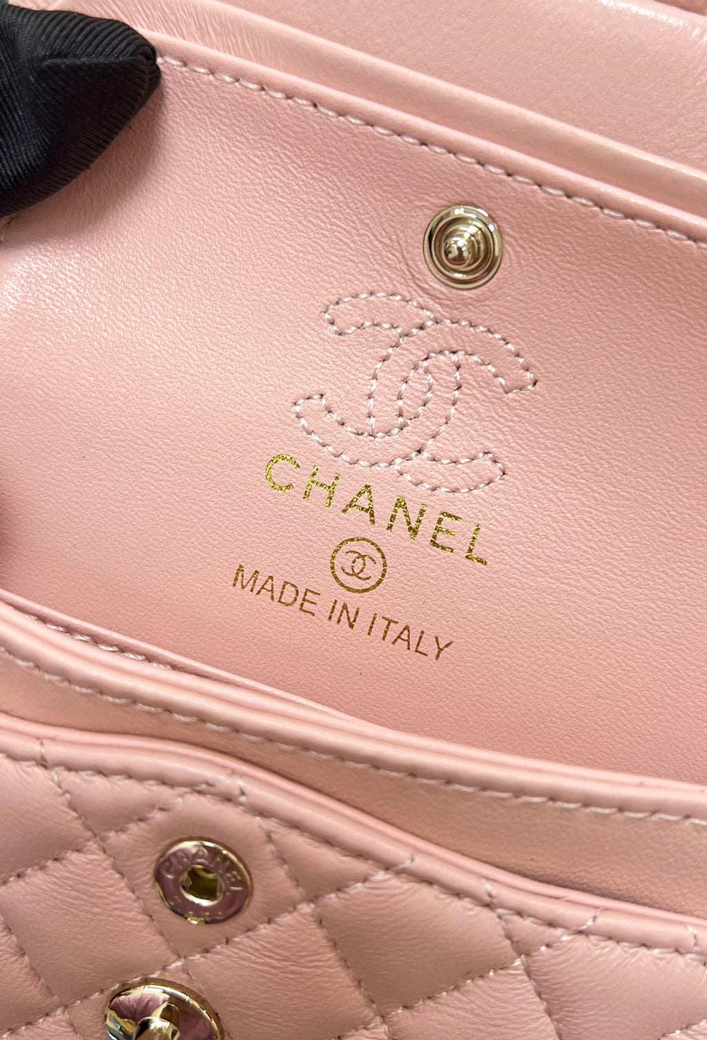 CHANEL 25S FLAP CHARM BAG 13 IN PEACH PINK LAMBSKIN