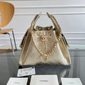 CHANEL 25S HOBO BAG 30 IN LIGHT GOLD METALLIC CAVIAR