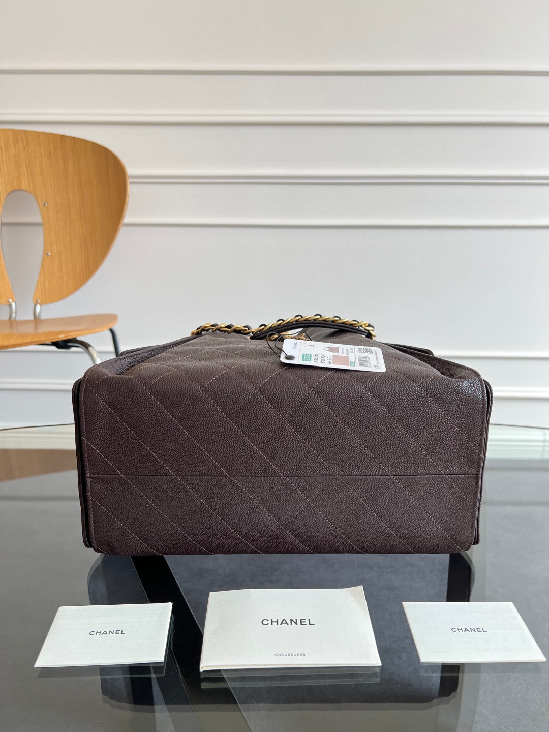 CHANEL 25S HOBO BAG 40 IN DARK EARTH BROWN CAVIAR WITH GOLD HARDWARE