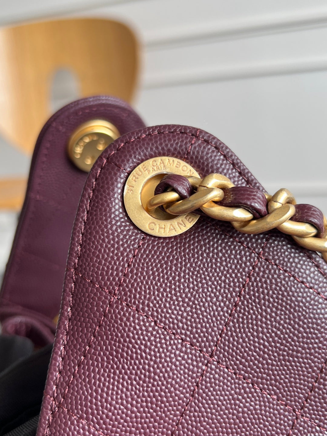 CHANEL 25S HOBO BAG 30 IN DARK RED CAVIAR