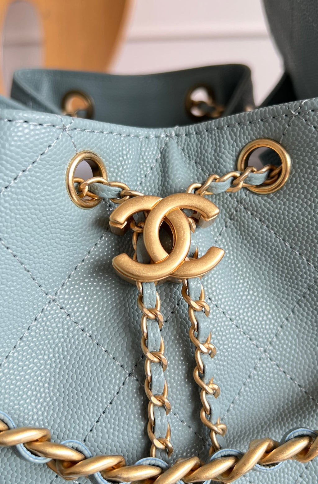CHANEL 25S HOBO BAG 30 IN SOFT TEAL BLUE CAVIAR WITH GOLD HARDWARE