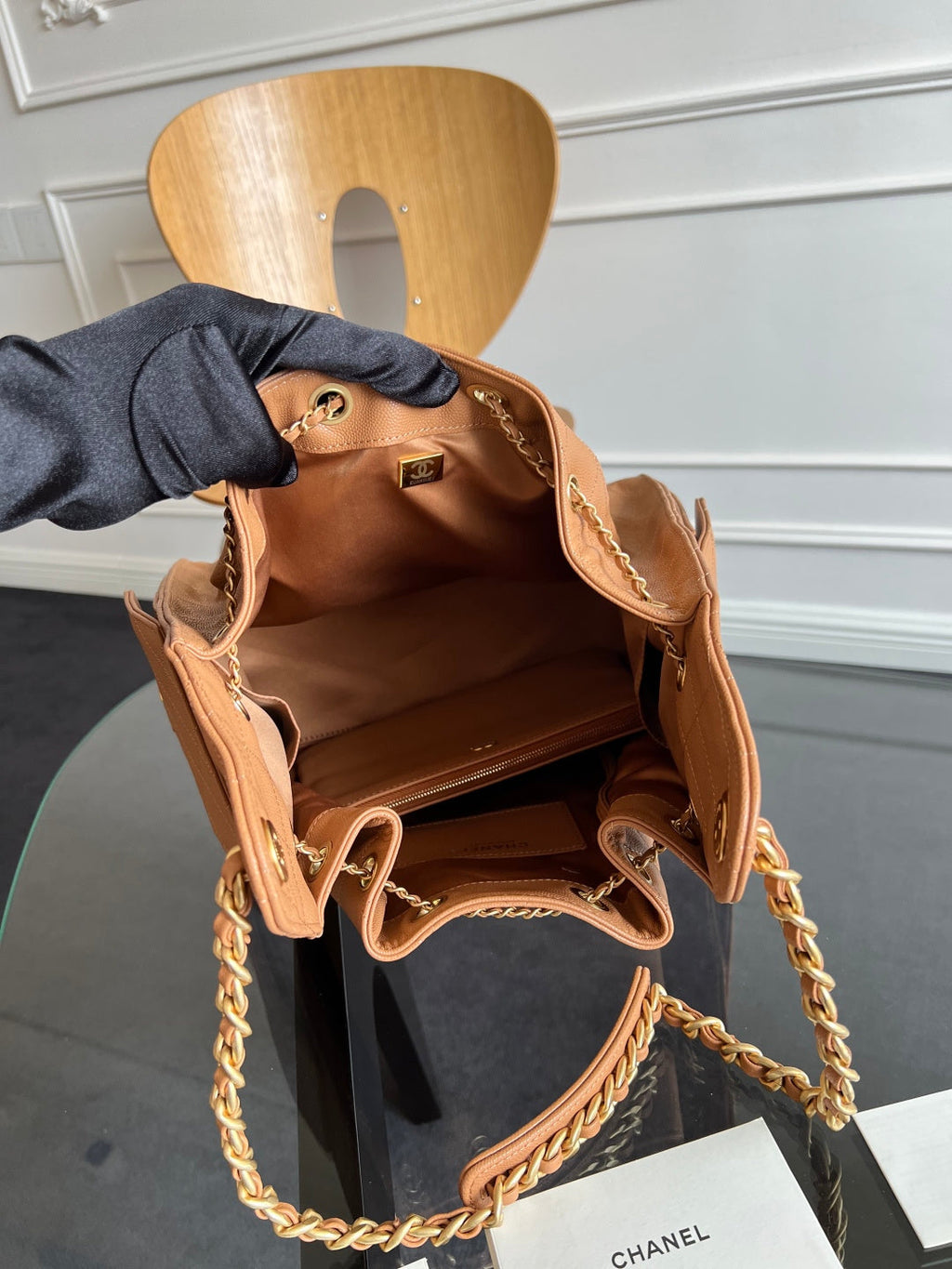 CHANEL 25S HOBO BAG 30 IN CARAMEL BROWN CAVIAR WITH GOLD HARDWARE