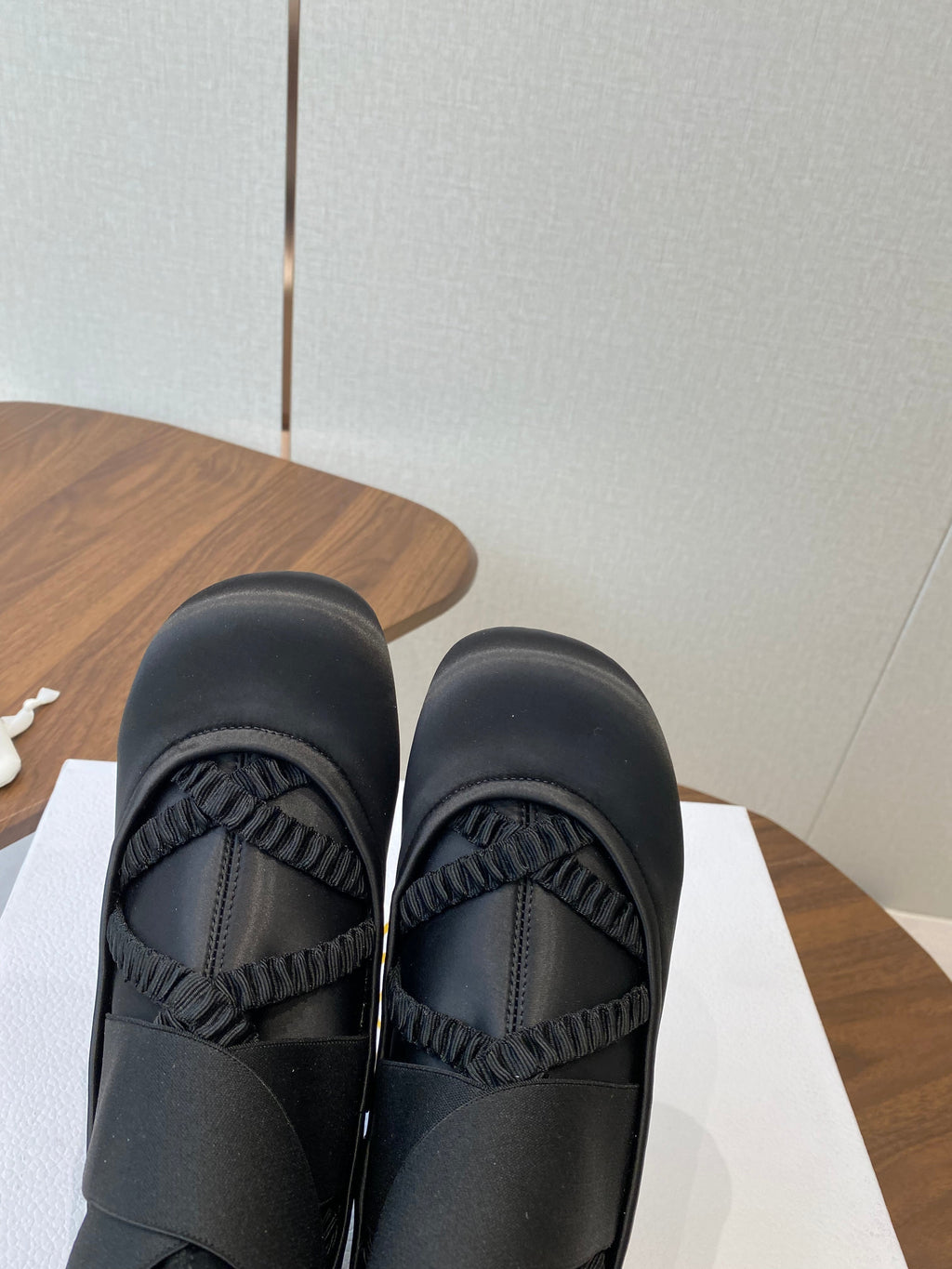 DIOR 25S STRETCH BALLET BOOTS IN BLACK FULL SATIN