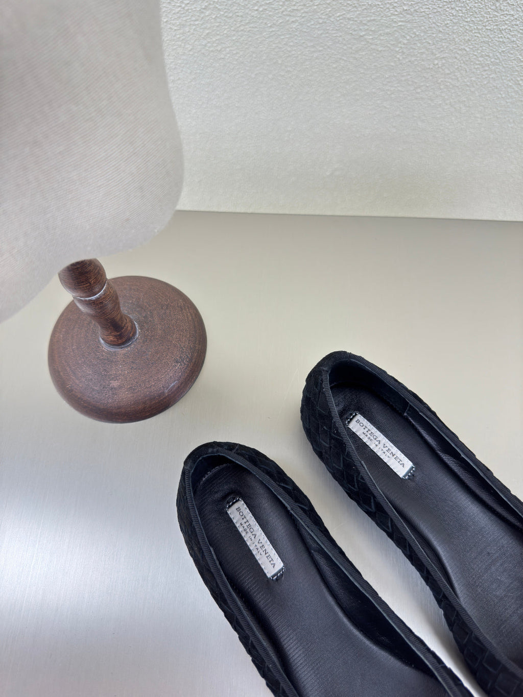 BALLET FLAT IN BLACK INTRECCIATO SUEDE