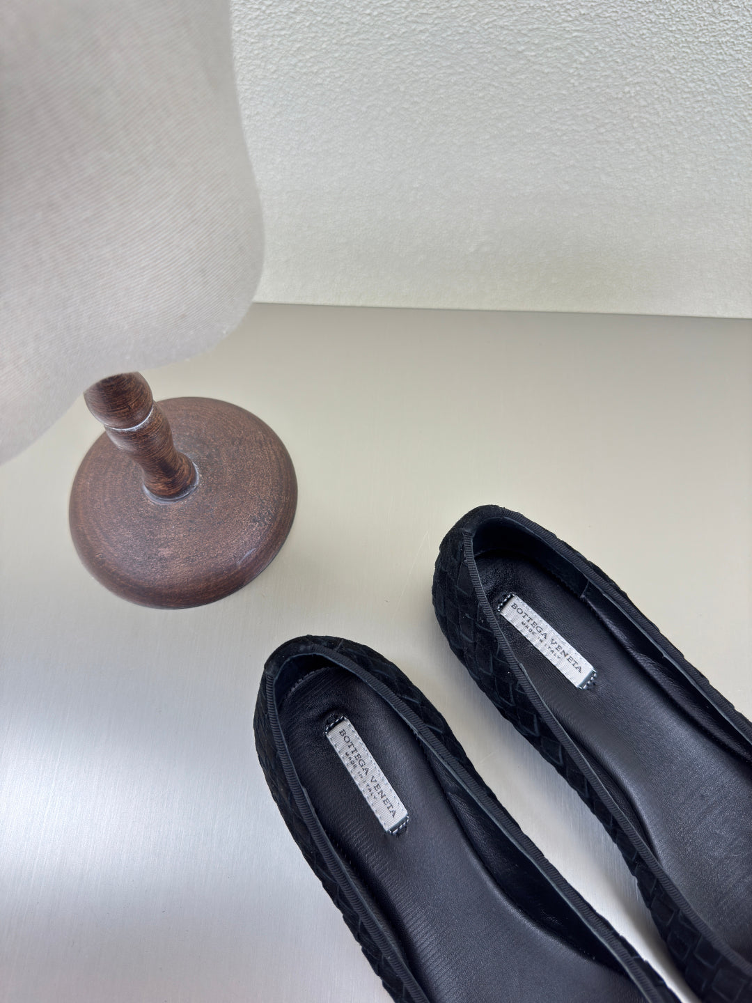 BALLET FLAT IN BLACK INTRECCIATO SUEDE