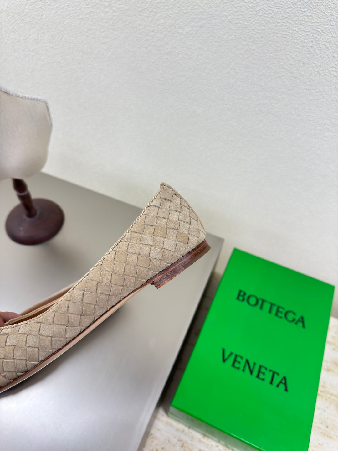 BALLET FLAT IN SAND BROWN INTRECCIATO SUEDE