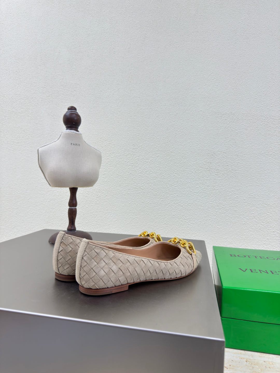 BALLET FLAT IN SAND BROWN INTRECCIATO SUEDE