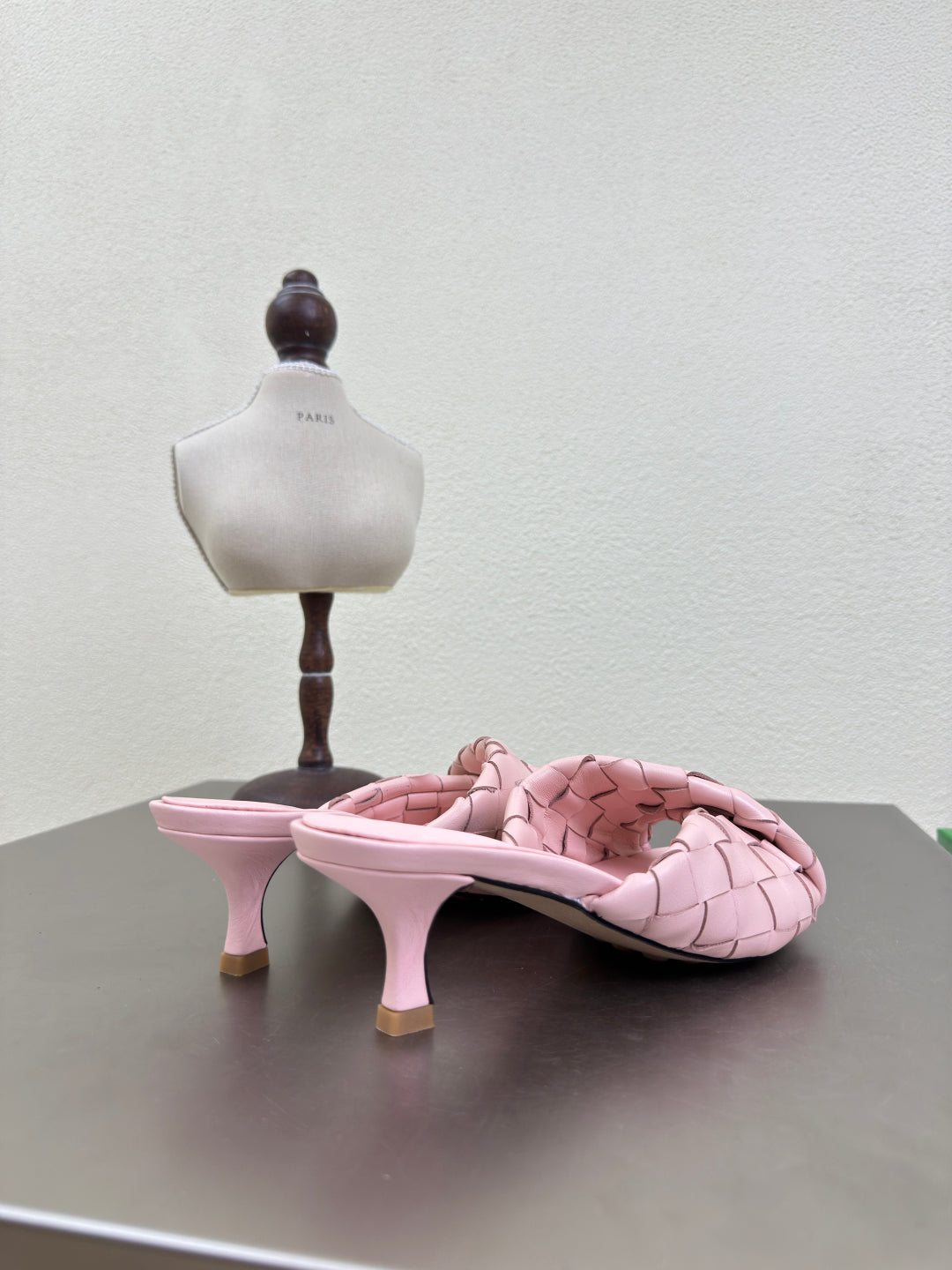 BLINK HIGH 5 CM MULE IN LIGHT PINK INTRECCIATO LEATHER