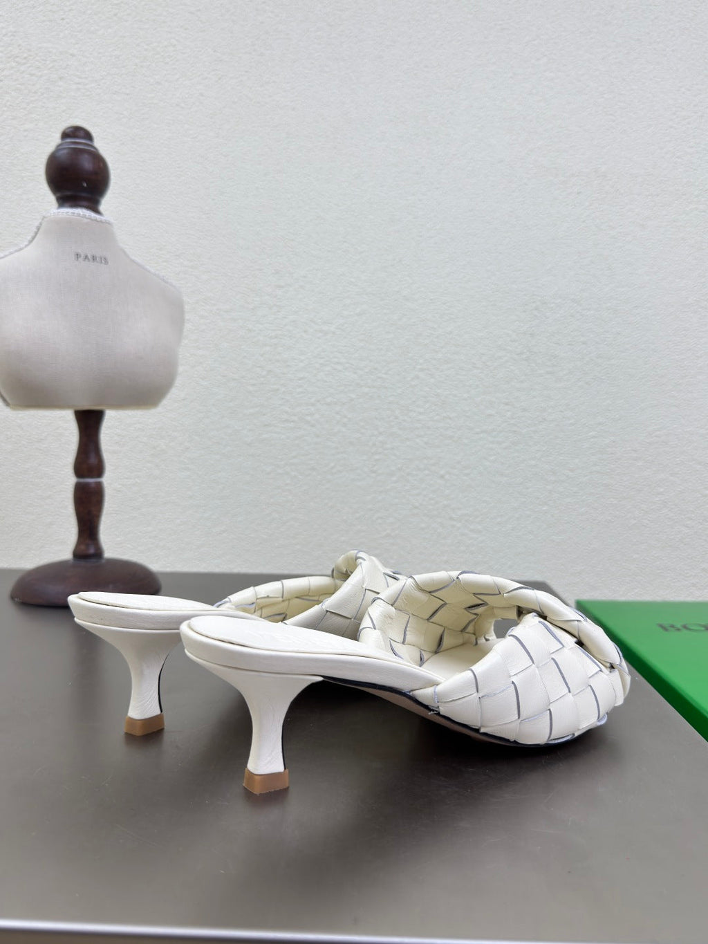 BLINK HIGH 5 CM MULE IN WHITE INTRECCIATO LEATHER