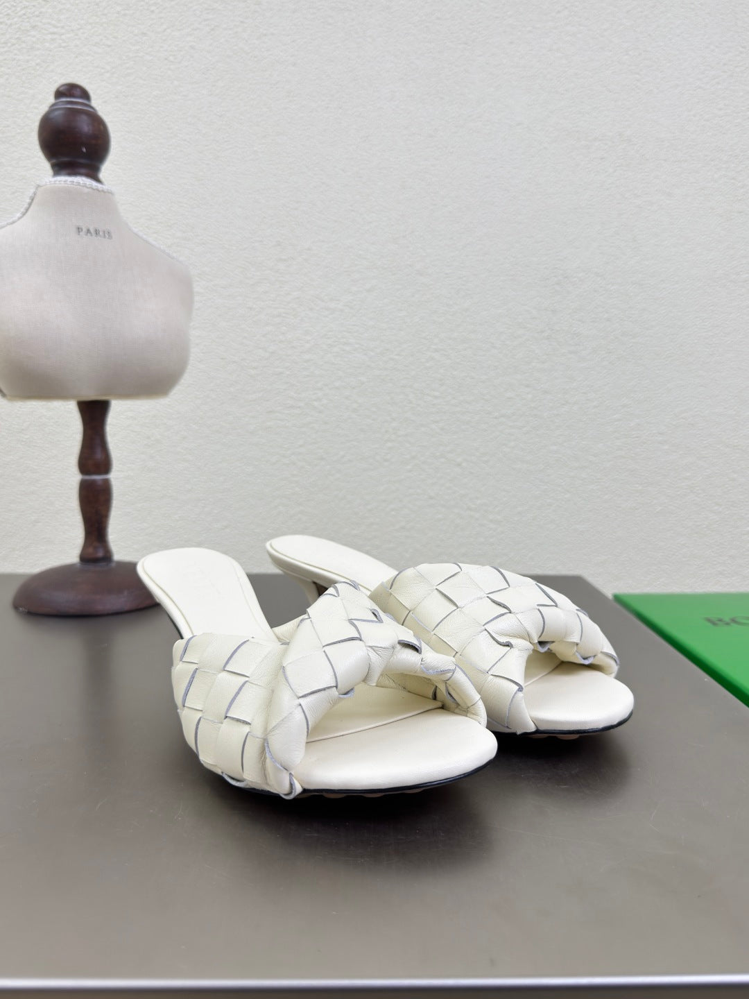 BLINK HIGH 5 CM MULE IN WHITE INTRECCIATO LEATHER
