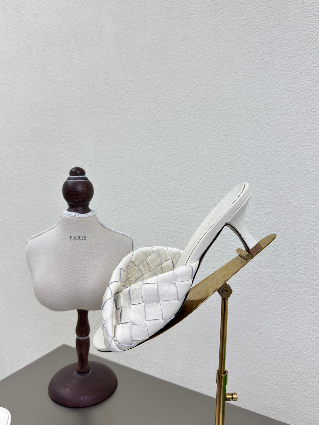 BLINK HIGH 5 CM MULE IN WHITE INTRECCIATO LEATHER