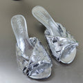 BLINK HIGH 5 CM MULE IN SILVER INTRECCIATO LEATHER