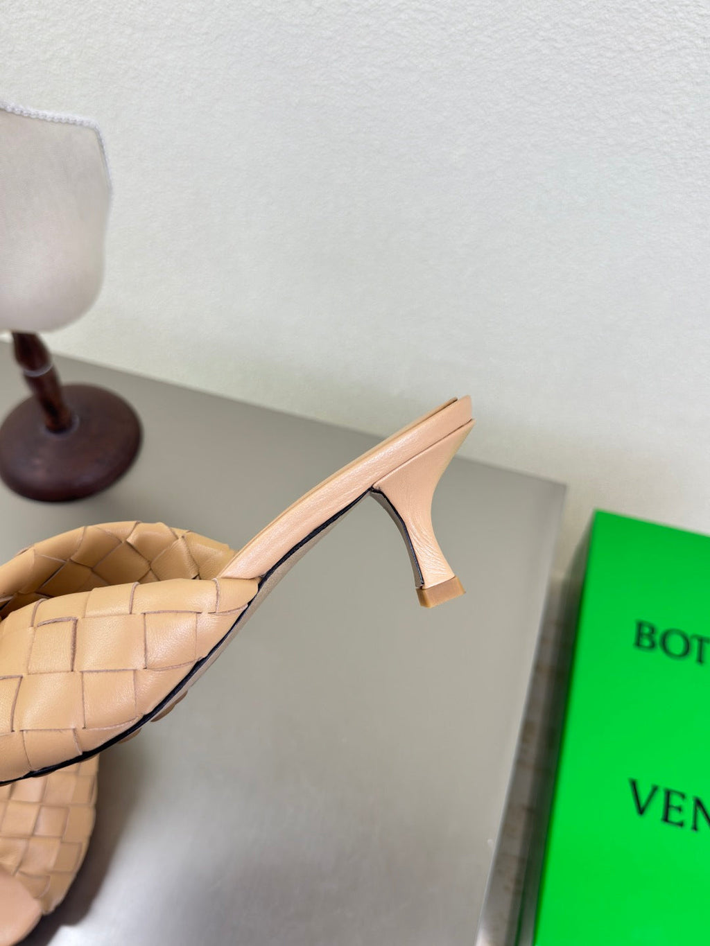 BLINK HIGH 5 CM MULE IN BUFF BEIGE INTRECCIATO LEATHER