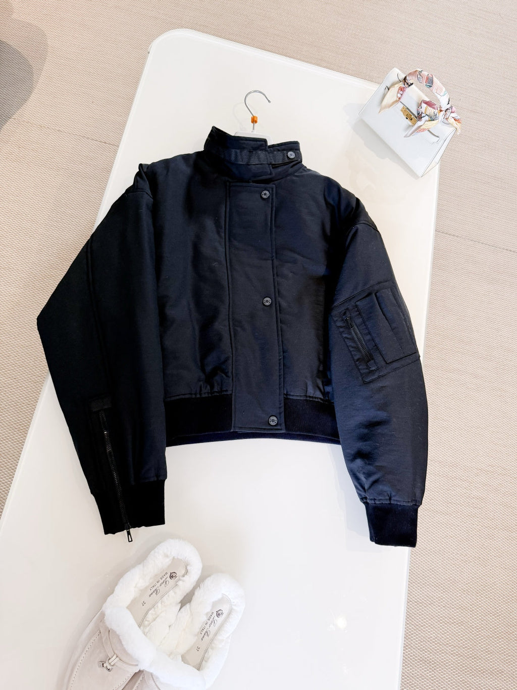 HERMES 25S QUILTED WINDJACKET WITH STAND COLLAR 308