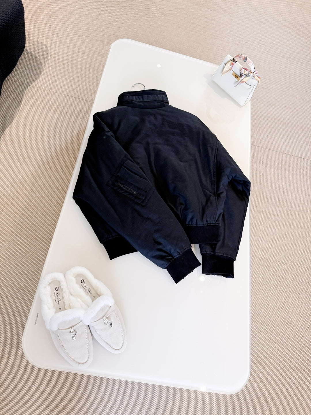 HERMES 25S QUILTED WINDJACKET WITH STAND COLLAR 308