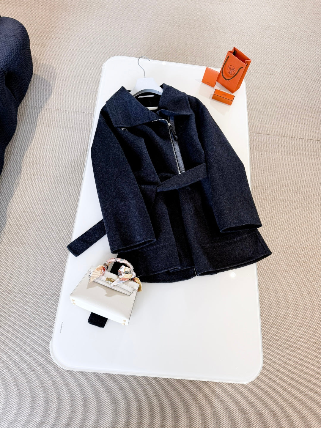 HERMES 25S MID-LENGTH KNIT COAT 266