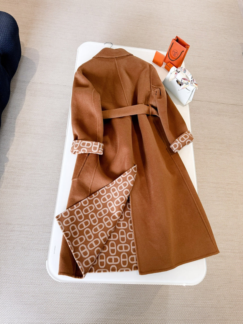 HERMES 25S BELTED CASHMERE PEACOAT 267