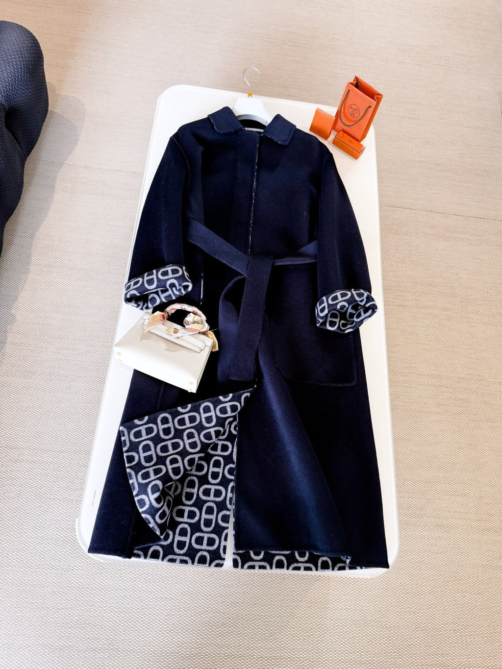 HERMES 25S BELTED CASHMERE PEACOAT 269