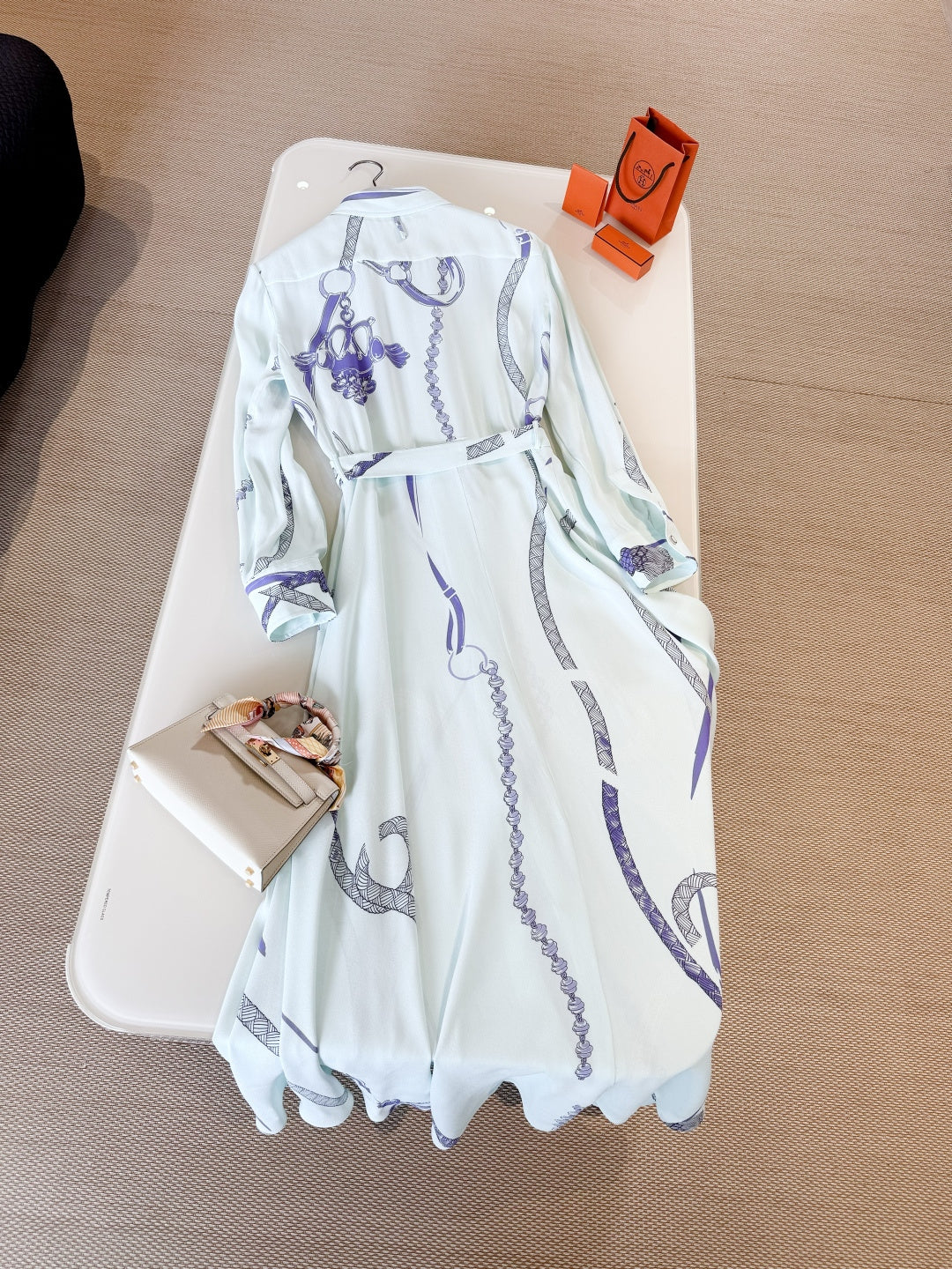 HERMES 25S LONG SILK DRESS 259