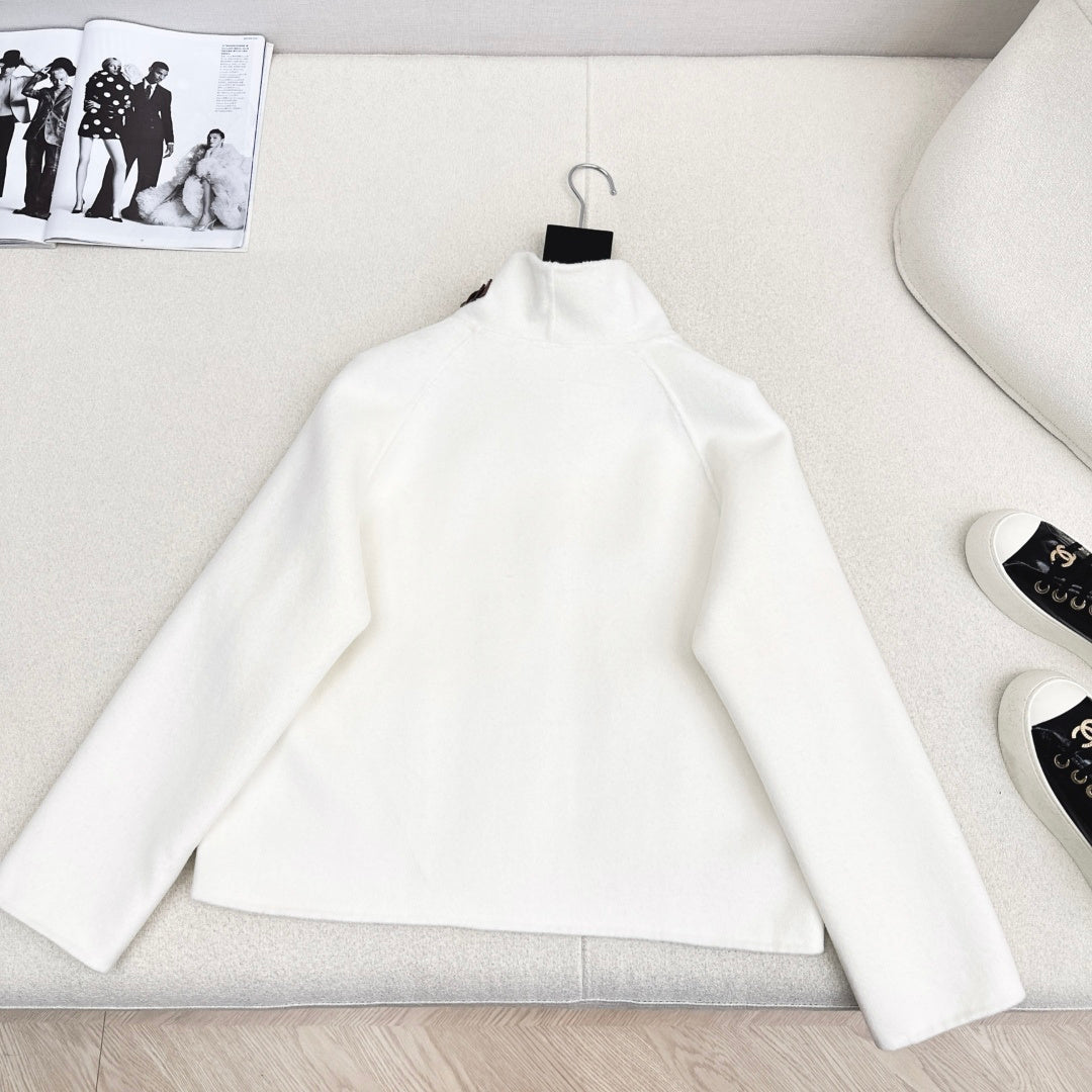 HERMES 25S DOUBLE-FACED WOOL STAND-COLLAR COAT 188