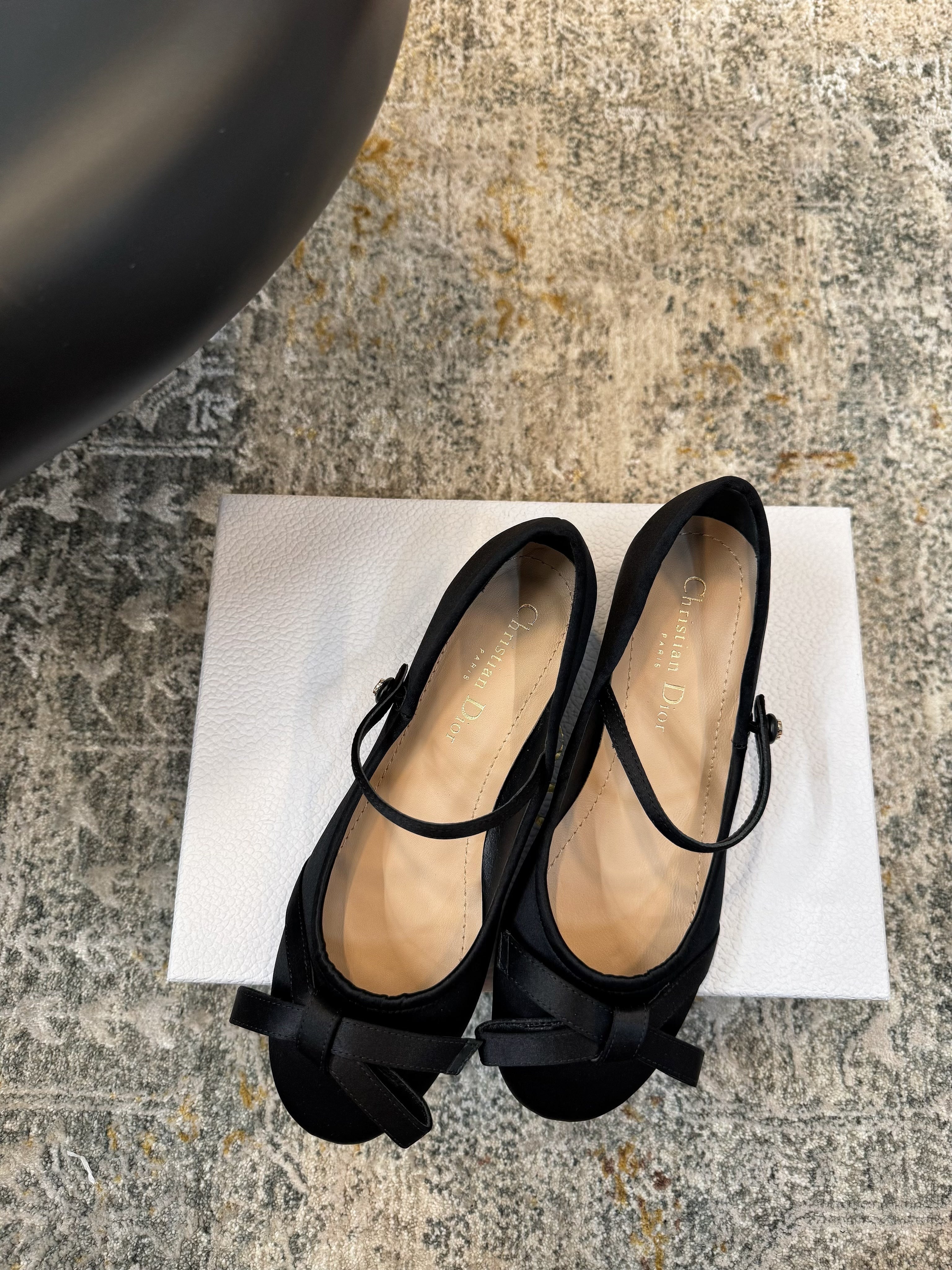 DIOR 25S LOVELY‑D BALLET FLAT 45MM IN BLACK SATIN