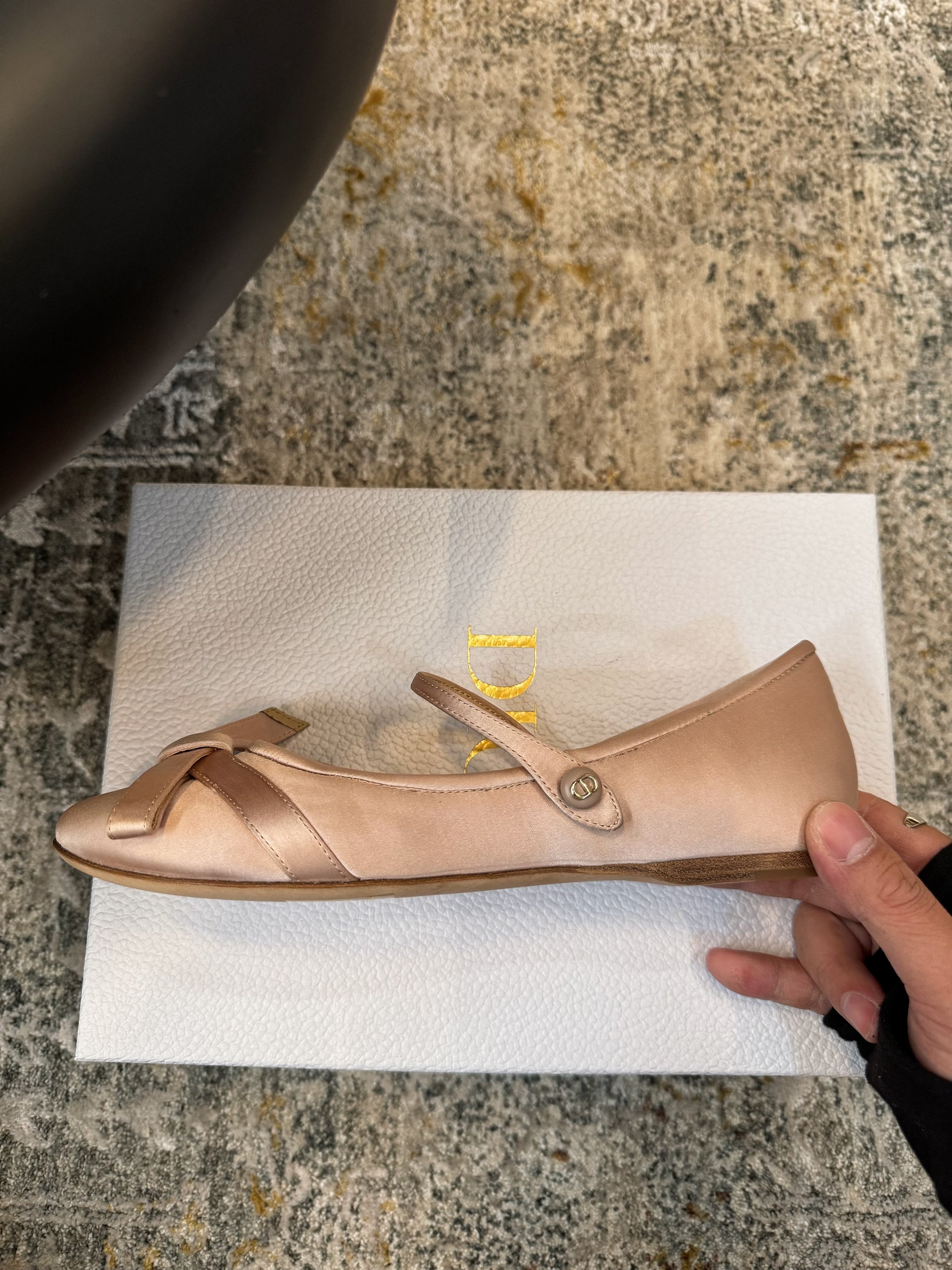 DIOR 25S LOVELY‑D BALLET FLAT 10MM IN NUDE SATIN