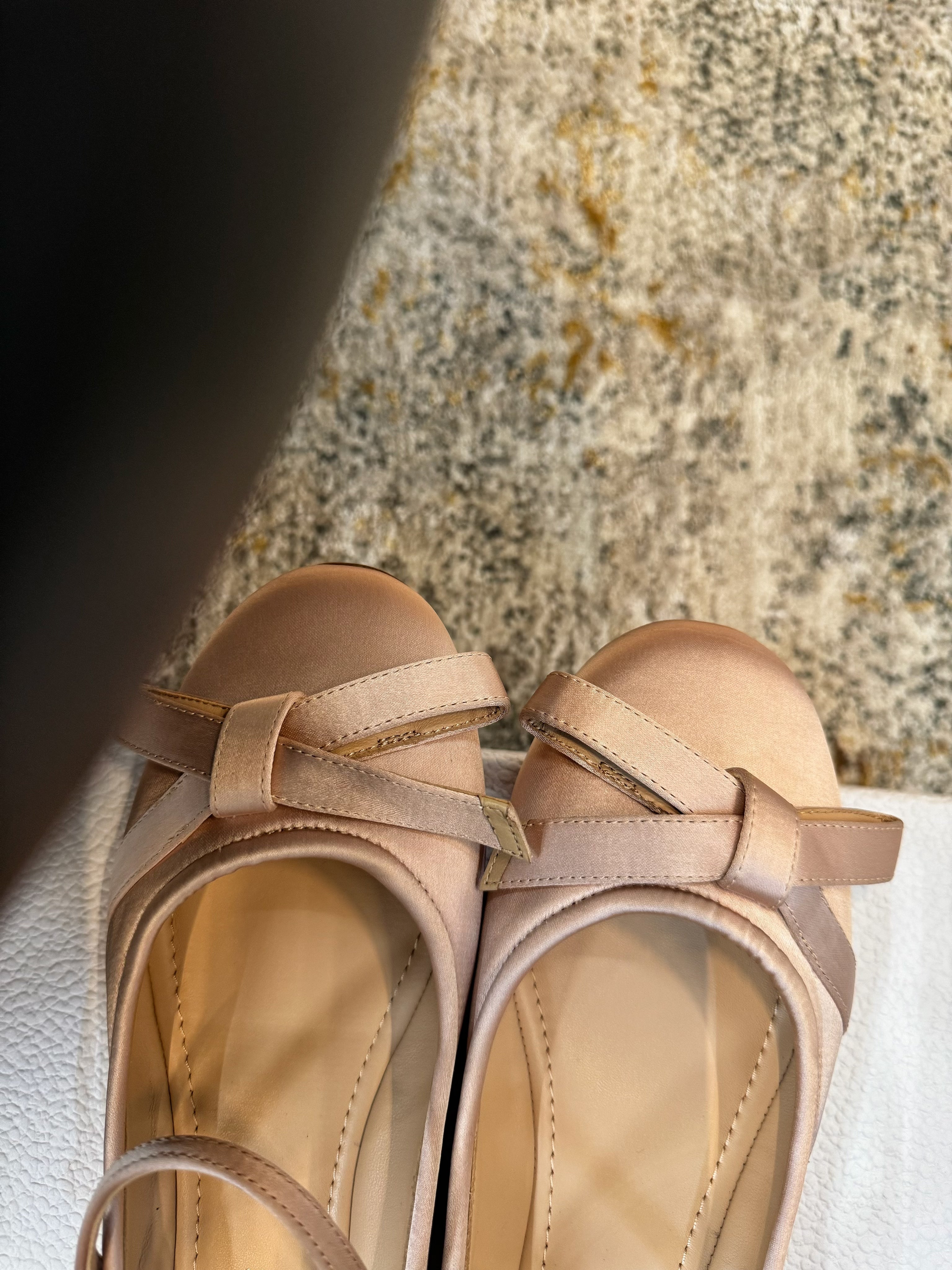 DIOR 25S LOVELY‑D BALLET FLAT 10MM IN NUDE SATIN