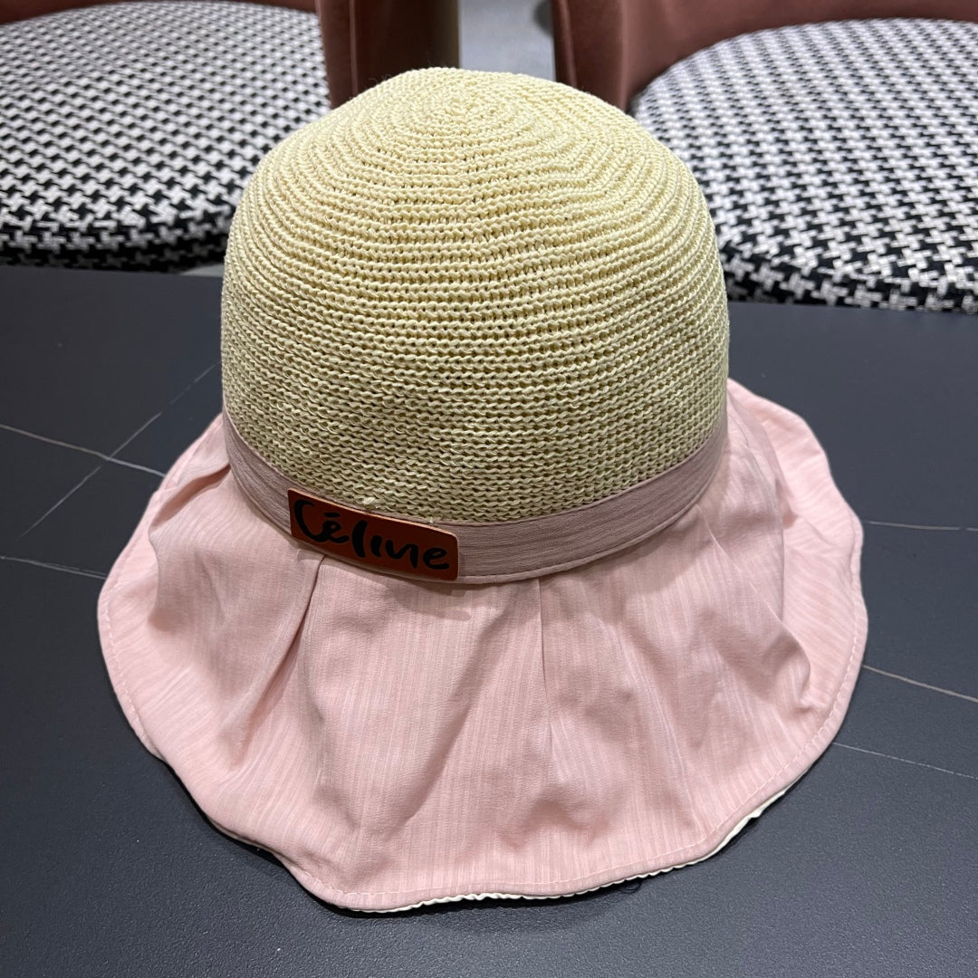 WIDE BRIM HAT MODEL 651947 IN PINK MESH FABRIC