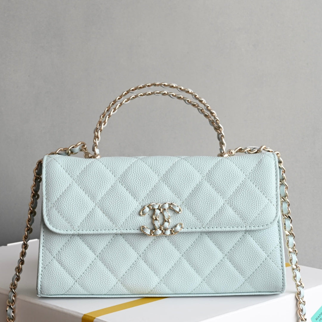 CHANEL 25S KELLY 18 CM IN SOFT MINT BLUE LAMBSKIN