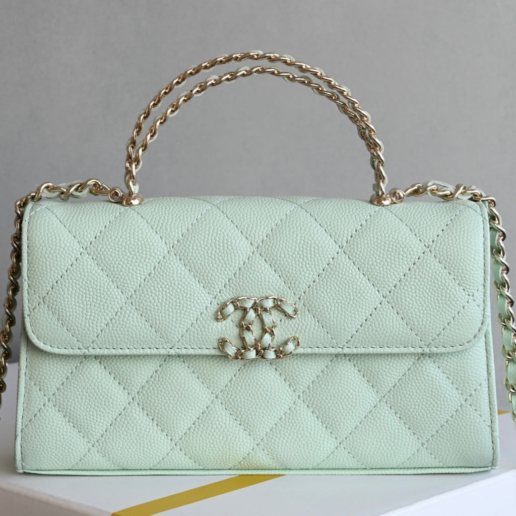 CHANEL 25S KELLY 18 CM IN MINT GREEN LAMBSKIN
