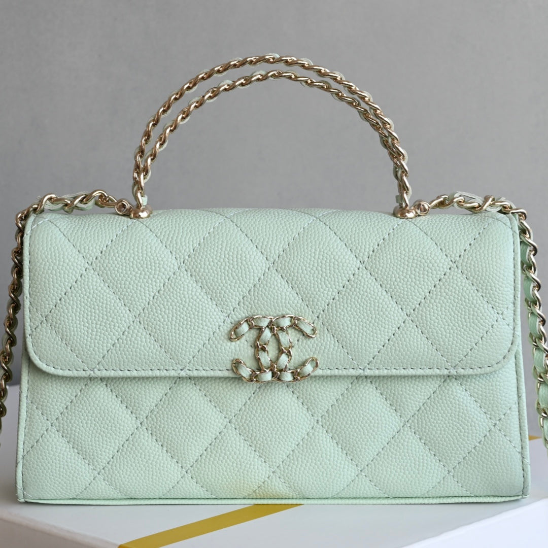 CHANEL 25S KELLY 18 CM IN MINT GREEN LAMBSKIN