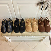 RUBBER SOLE SANDALS IN BLACK SUEDE