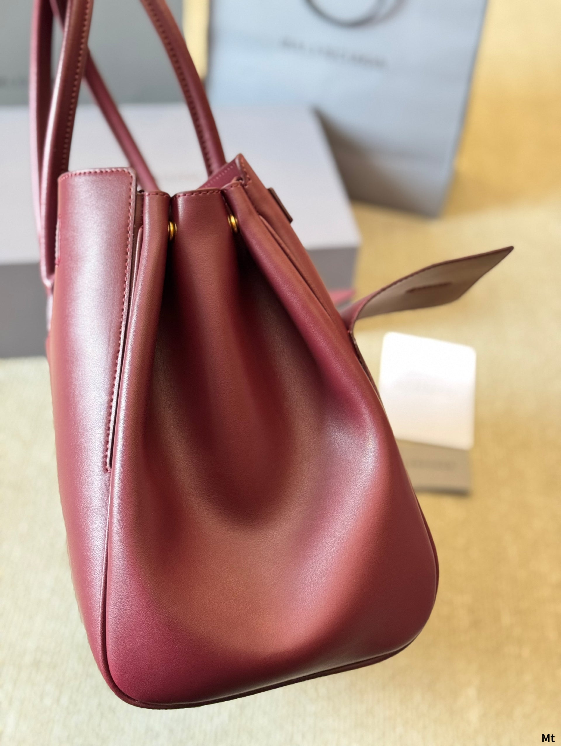 BEL AIR CARRY ALL BAG 35 IN BURGUNDY RED NAPPA LAMBSKIN GOLD HARDWARE