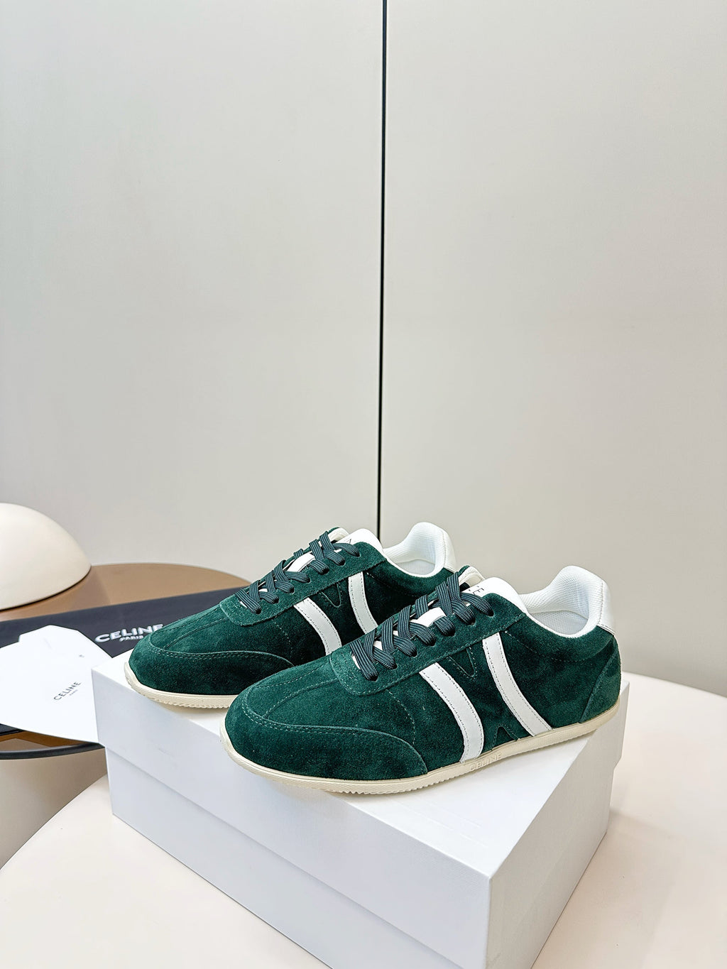 CELINE 25S JOGGER LOW LACE UP SNEAKER WITH TRIOMPHE IN DEEP TEAL SUEDE