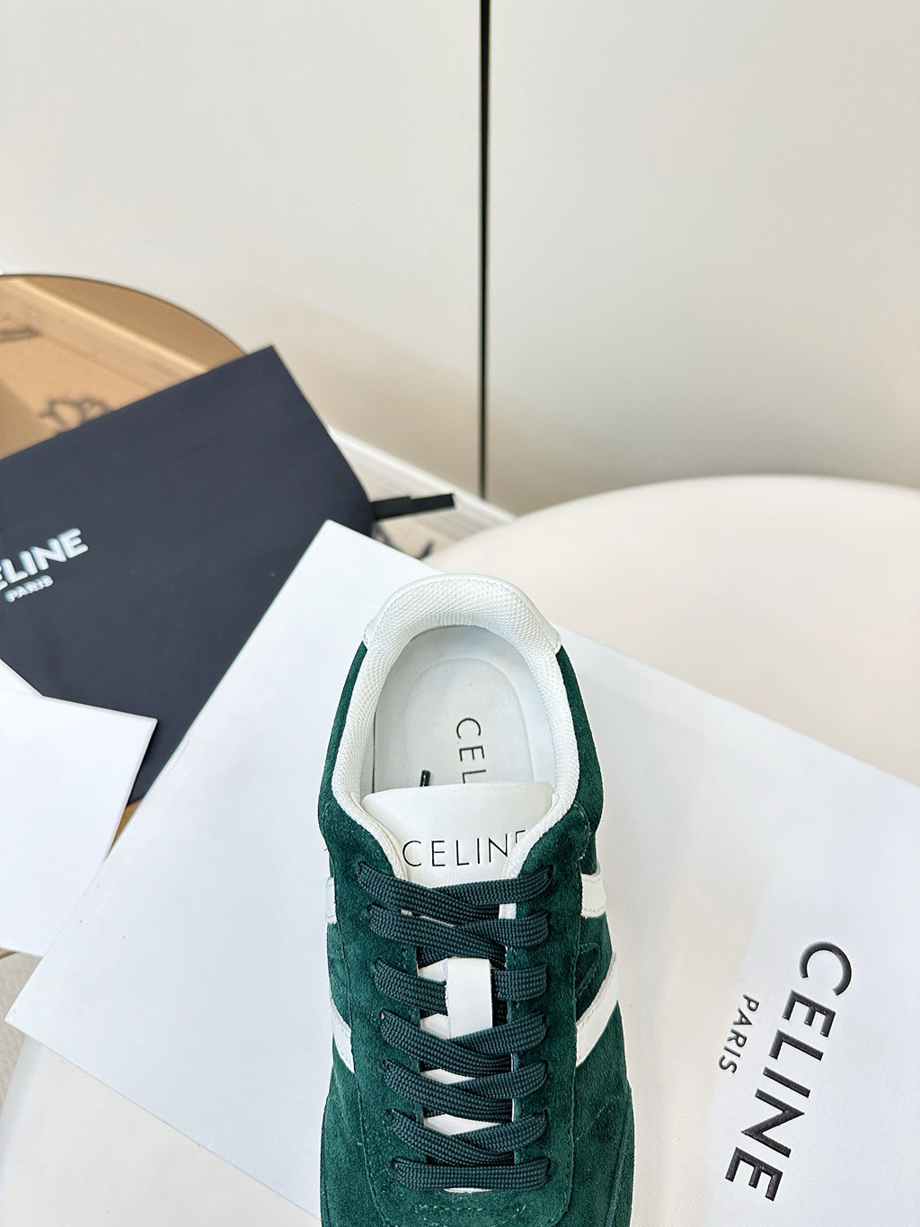 CELINE 25S JOGGER LOW LACE UP SNEAKER WITH TRIOMPHE IN DEEP TEAL SUEDE